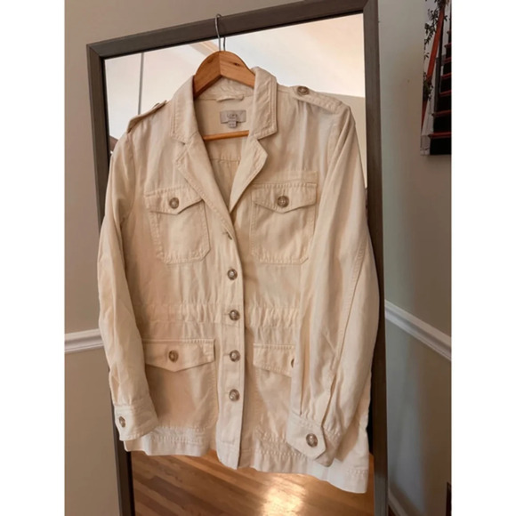 Loft White Utility Jacket Size Small - Picture 2 of 6